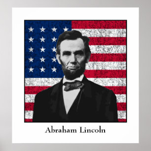 Affiche Abraham Lincoln et le drapeau américain