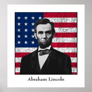 Affiche Abraham Lincoln et le drapeau américain