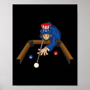 Affiche Abraham Lincoln Jouer À Billard Drôle 4 Juil