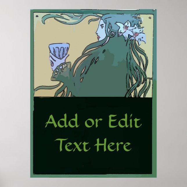 Affiche Absinthe Green Fairy, modifier le texte (Devant)