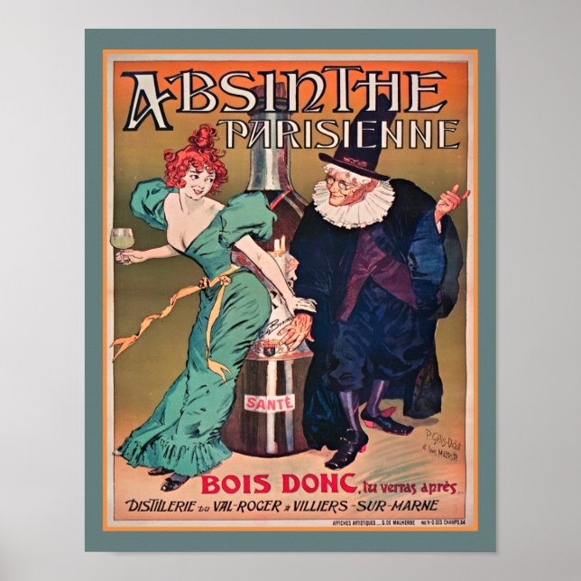 Affiche Absinthe Parisienne Art Nouveau (Devant)