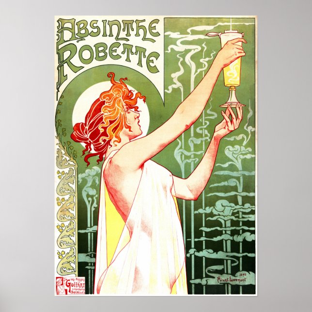 Affiche ABSINTHE ROBETTE Henri Privat Livemont Art Nouveau (Devant)
