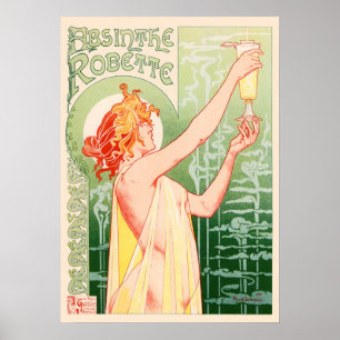 Affiche Absinthe vintage Robette par Alphonse Mucha