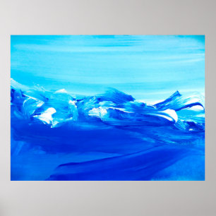 Affiche Abstract blue art painting background. Modern art.