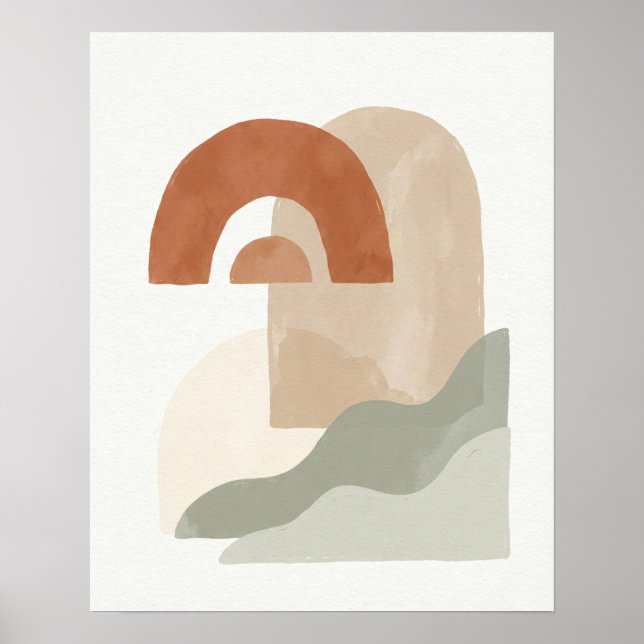 Affiche Abstract Boho Sun & Arch Minimalist Geometric (Devant)