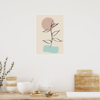 Affiche Abstract Botanical Wall Art – Minimal Line Art