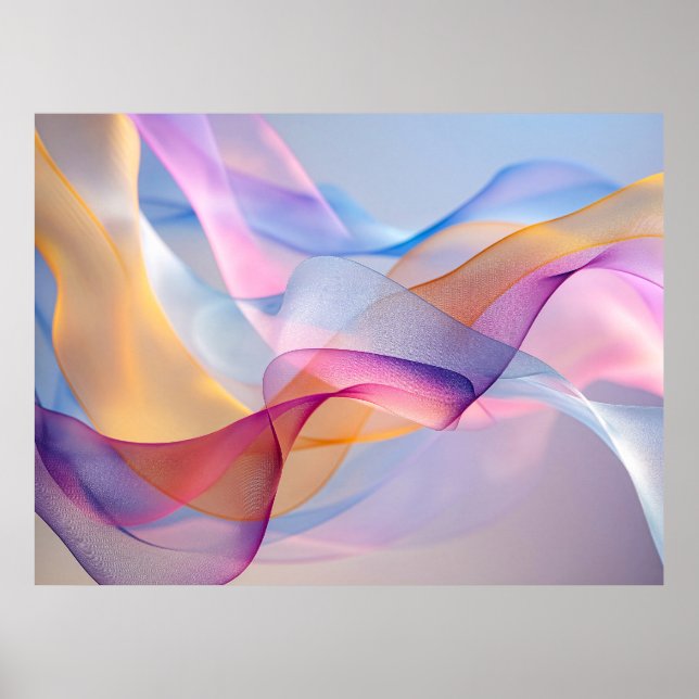 Affiche Abstract Colorful Flowing Ribbons (Devant)
