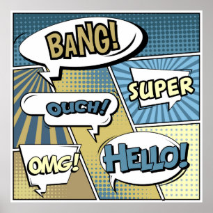 Affiche Abstract creative concept comic pop art style blan