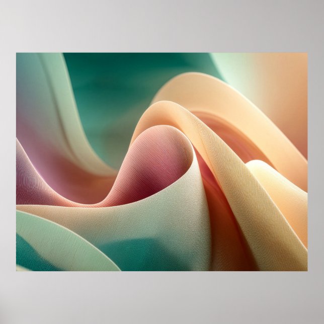 Affiche Abstract Drapery with Pastel Gradient Flow (Devant)