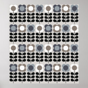 Affiche Abstract floral seamless pattern. Nordic style. Vi