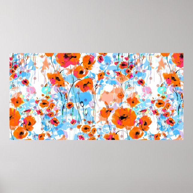 Affiche Abstract floral seamless pattern painted by brush  (Devant)
