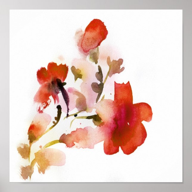 Affiche Abstract floral watercolor paintings (Devant)