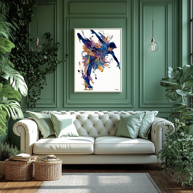 Affiche Abstract Fluid Ink Ice Skater – Modern Motion Art (Créateur téléchargé)