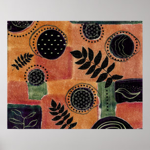 Affiche Abstract Geometric Circles Shapes and Leaves  