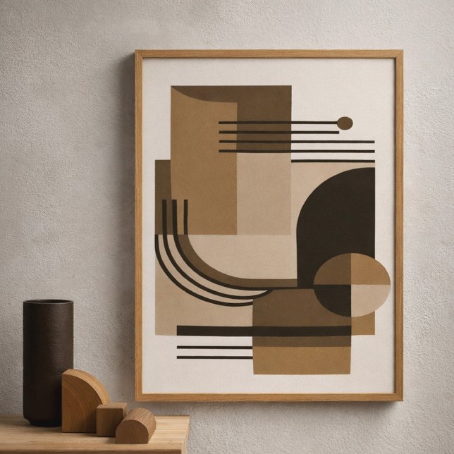 Affiche Abstract Geometric Composition in Earthy Tones (Créateur téléchargé)