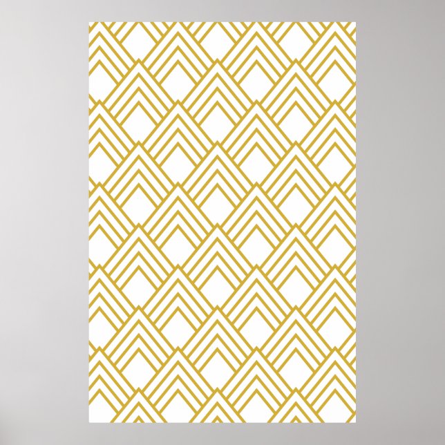 Affiche Abstract geometrical, white and gold (Devant)