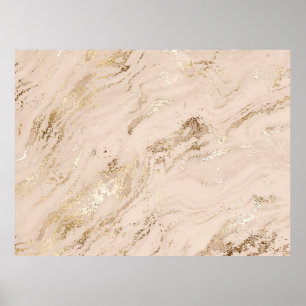 Affiche Abstract gold marble with glitter waves
