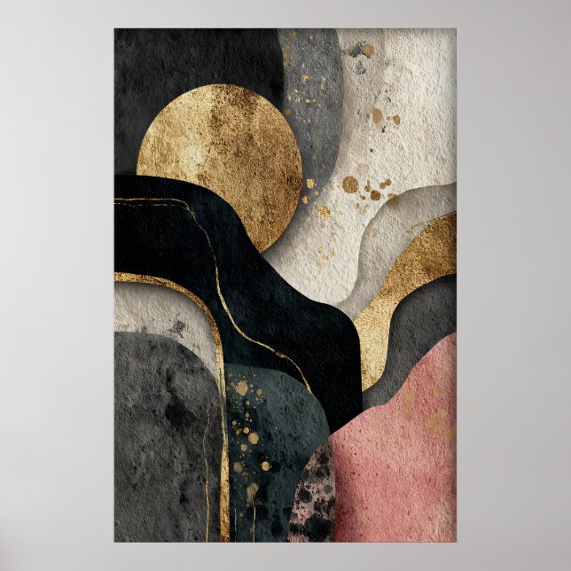 Affiche Abstract Gold Minimalist Print, Boho Printable (Devant)