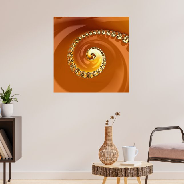 Affiche Abstract Gold Orange Gradient Spiral Fractal (Salon 3)