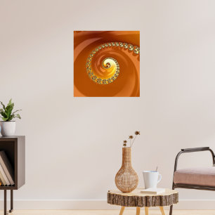 Affiche Abstract Gold Orange Gradient Spiral Fractal