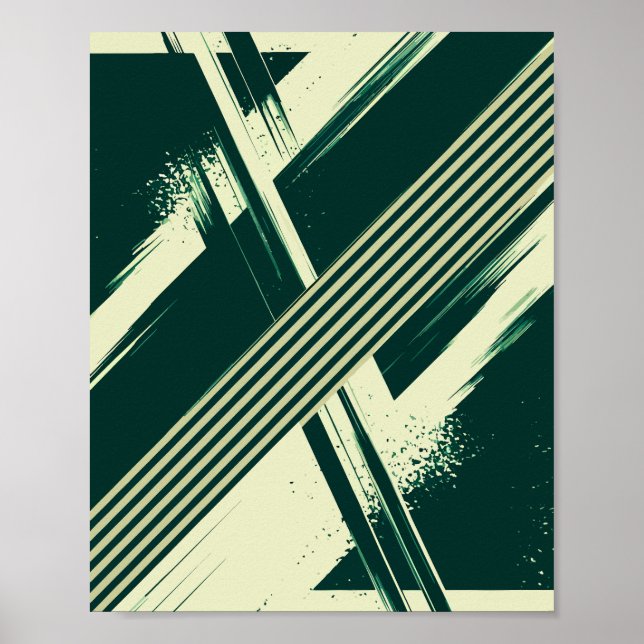 Affiche Abstract Green Geometric Strikes (Devant)