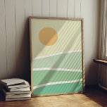 Affiche Abstract green mountains<br><div class="desc">Abstract green mountains landscape with a sunset.</div>
