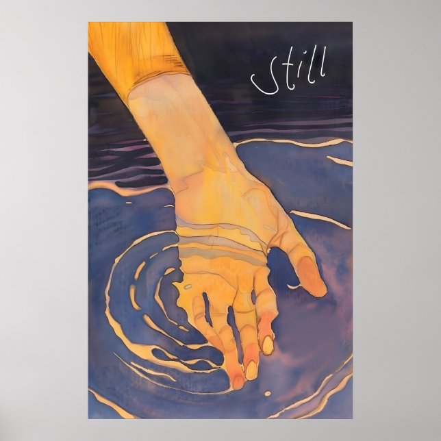 Affiche Abstract Hand Water Art Print Calming Ripple Home (Devant)