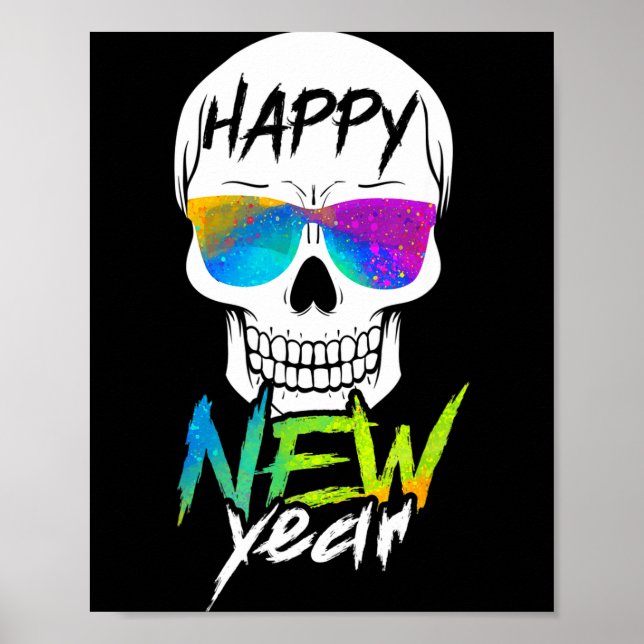 Affiche Abstract Happy New Skull Year  (Devant)