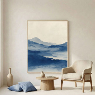 Affiche Abstract Indigo Terrain Wall Art