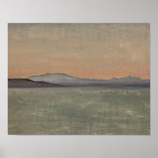 Affiche Abstract Lake and Mountains Horizon Art Print
