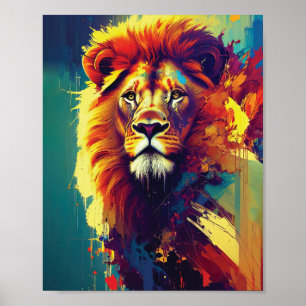Affiche Abstract Lion Art - Bold Colors Captivating Design