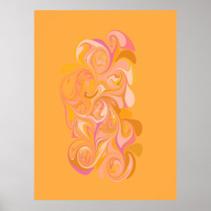 Affiche Abstract Marble Swirl Art in Yellow