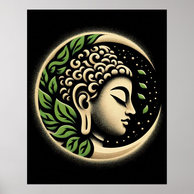 Affiche Abstract Modern Art | Calm Buddha Profile Portrait (Devant)