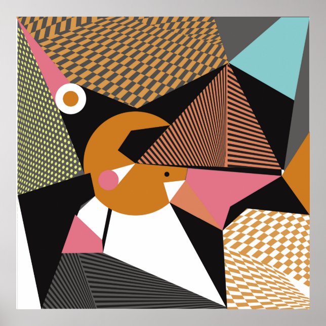 Affiche Abstract modern triangles background pattern illus (Devant)