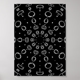 Affiche Abstract Monochrome White Mandala Geometric Patter