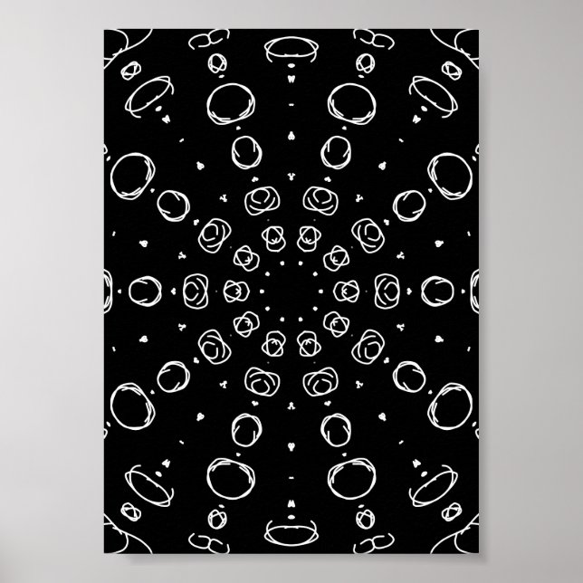 Affiche Abstract Monochrome White Mandala Geometric Patter (Devant)