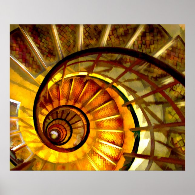 Affiche Abstract Nautilus Spiral Staircase (Devant)