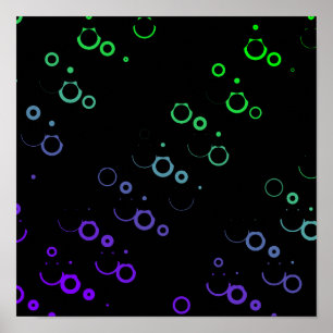 Affiche Abstract Neon green purple circles spheres