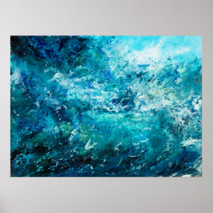 Affiche  abstract oil painting showing waves in ocean or s