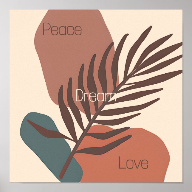 Affiche Abstract palm leaf minimalist art custom  (Devant)