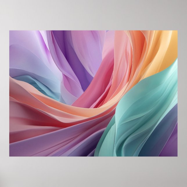 Affiche Abstract Pastel Fabric Waves  (Devant)