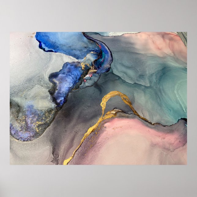 Affiche Abstract pink-blue background with beautiful smudg (Devant)