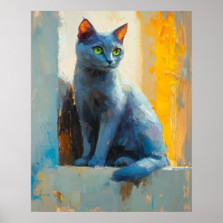 Affiche abstract portrait, color blocks, white hair, moder