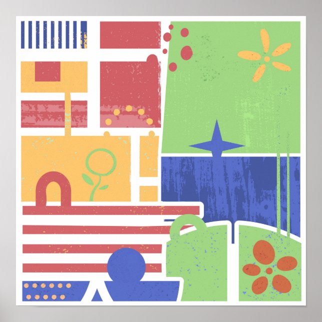 Affiche Abstract Retro Block Art (Devant)