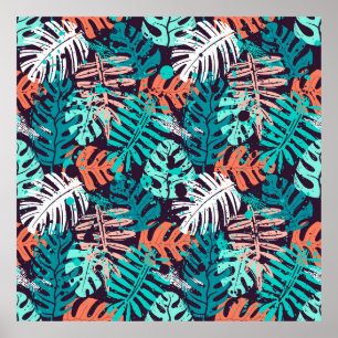 Affiche Abstract seamless tropical leaves pattern. Creativ