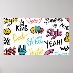 Affiche Abstract street graffiti lettering elements with g