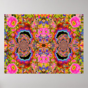 Affiche Abstract surreal sunflower mandala, funky fun