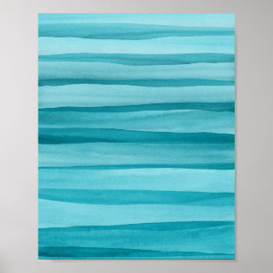 Affiche Abstract Teal Blue Watercolor Lines