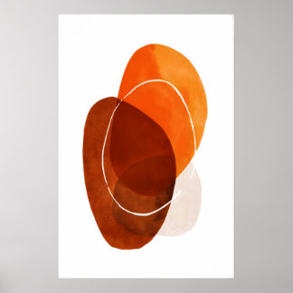 Affiche Abstract Wall Art Print Orange and Brown Ovals