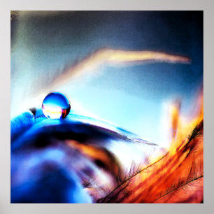 Affiche Abstract Water Droplet Vibrant Macro Photography